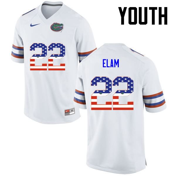 Youth NCAA Florida Gators Matt Elam #22 Stitched Authentic USA Flag Fashion Nike White College Football Jersey XOD8565KX